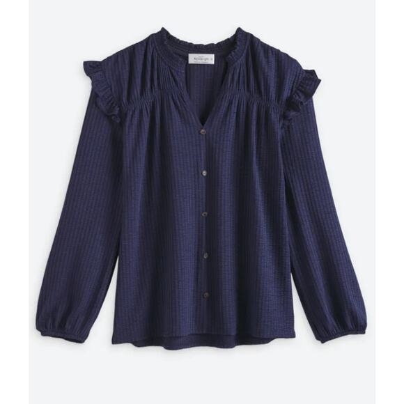 Kaileigh (S) Lev Ruffle Detail Knit Top - Stitch Fix V-Neck Button Front - Picture 8 of 13